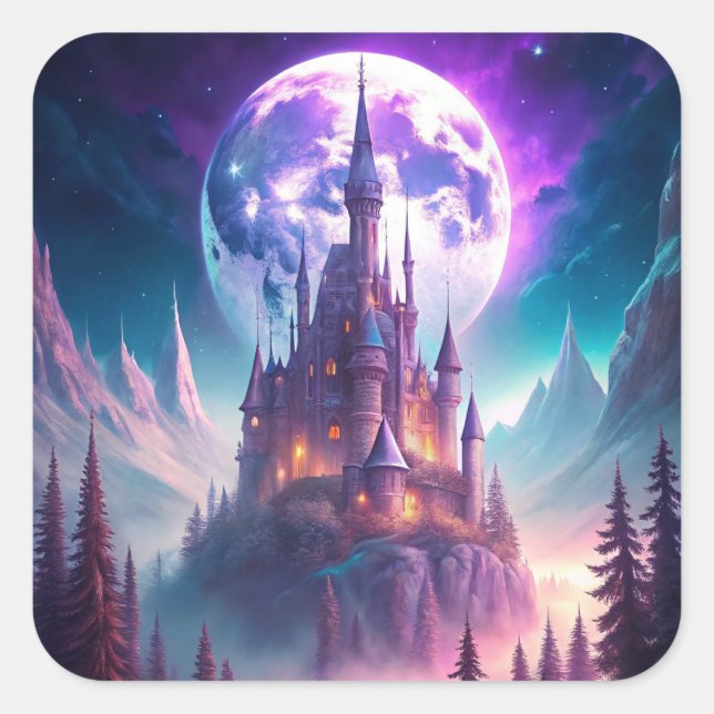 A Castle in Winter Square Sticker (Front)
