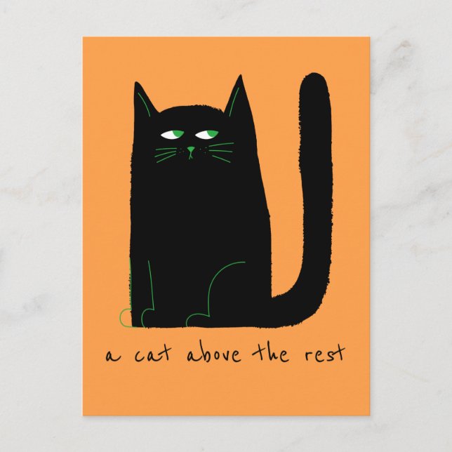 A Cat Above The Rest Cute Cat Humour Black Orange Postcard (Front)