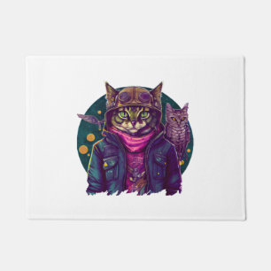 A Cat And An Owl  Doormat