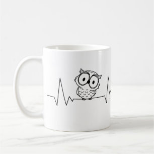 A Cat and An Owl Heartbeat Coffee Mug