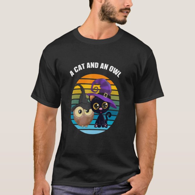 A Cat And An Owl T-Shirt (Front)
