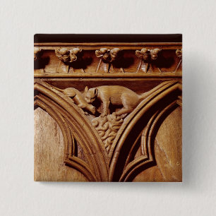 A cat and mouse, from a choir stall 2 inch square button