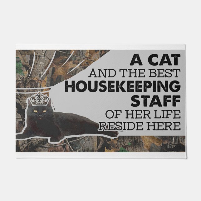 A Cat And The Best Housekeeping Staff Of Her Life  Doormat (Front)
