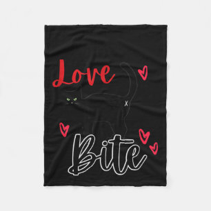 A Cat Bite Means Love, Kitty Valentines  Fleece Blanket