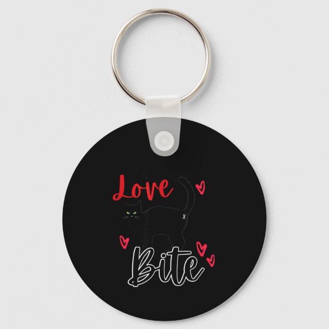 A Cat Bite Means Love, Kitty Valentines  Keychain (Front)
