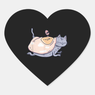 A Cat Covered With Eggs For Cat Lovers Funny Cat Heart Sticker