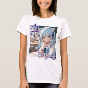 A Cat-Ear Girl at School T-Shirt