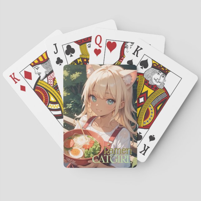 A Cat-Ear Girl Who Eats Ramen Playing Cards (Back)