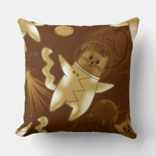 A cat in outer space. throw pillow