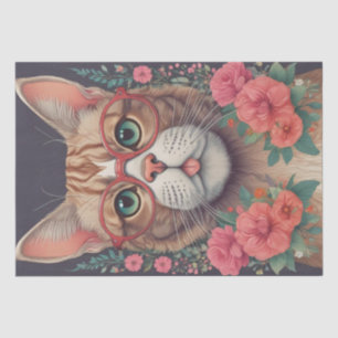 A Cat in Spectacles Decoupage Paper