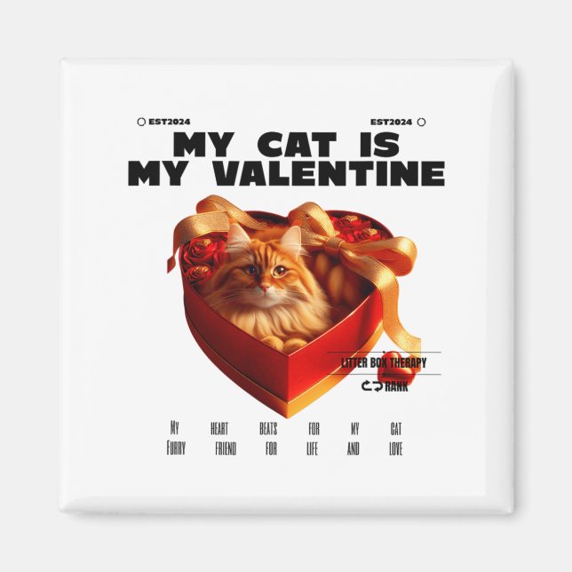 A Cat In The Box Therapy Happy Valentine Day Funny Magnet (Front)