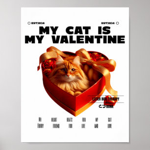 A Cat In The Box Therapy Happy Valentine Day Funny Poster