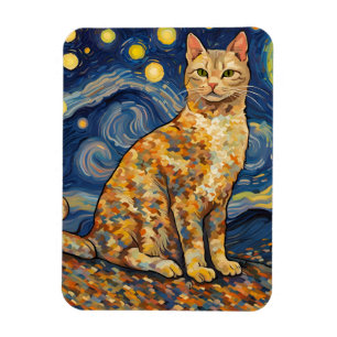 A Cat in The Starry Night Magnet