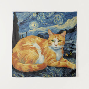 A Cat in The Starry Night Tapestry