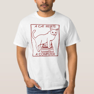 A cat resets a computer T-Shirt