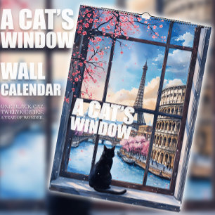A Cat’s Window Calendar – One black cat & 12 citys