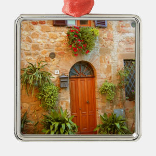 A cat seeks entrance to home in Pienza, Italy. Metal Ornament