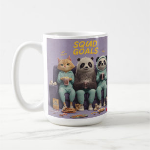 A Cat, Sloth, and Panda's Ultimate Netflix Night Coffee Mug