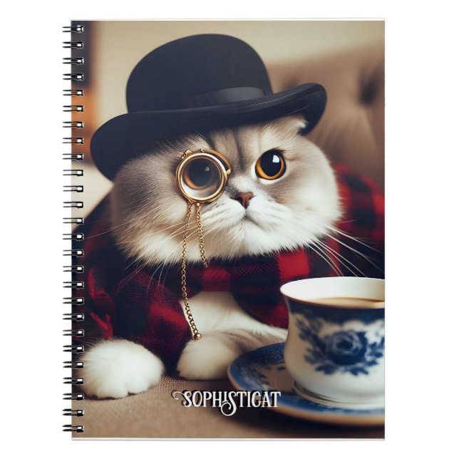 A Cat Wearing a Monocle Notebook (Front)
