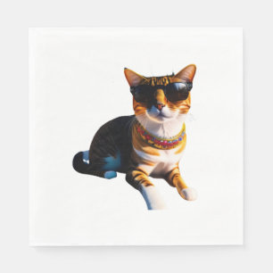 A cat wearing sunglasses napkin