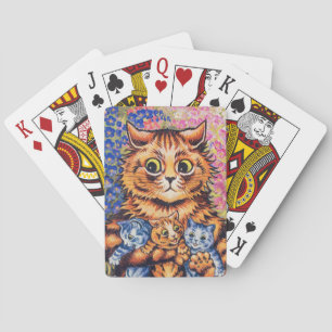 A Cat with her Kittens by Louis Wain Playing Cards