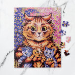 A Cat with Kittens Louis Wain Jigsaw Puzzle<br><div class="desc">A charming fine art jigsaw puzzle featuring an illustration by the British artist Louis Wain (1860-1939),  renowned for his illustrations of cats with anthropomorphic expressions. This particular piece depicts a mother cat cradling her blue and orange kittens.</div>