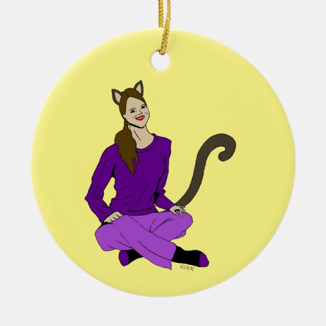 a catgirl ceramic ornament (Front)