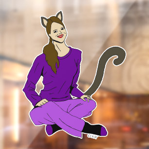 a catgirl window cling