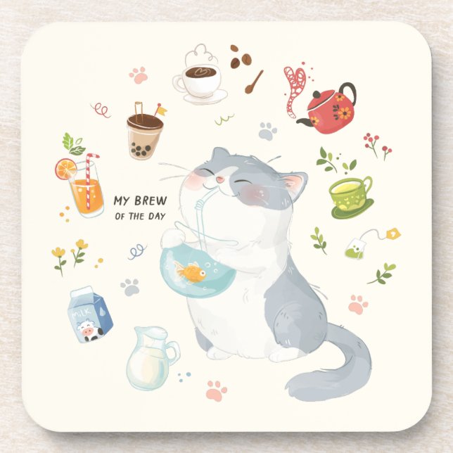 A Cat's Day - My Cat Brew of the Day Coaster (Front)