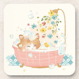 A Cat's Day - Spring Flower Bubble Bath Coaster