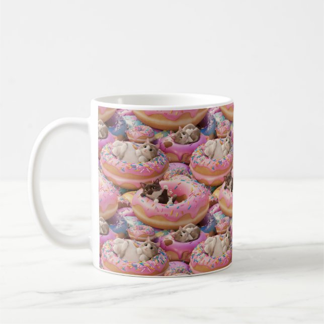 A cats on doughnut for cats lover coffee mug (Left)
