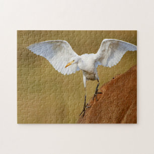 A Cattle Egret (Bubulcus Ibis) Descends Jigsaw Puzzle