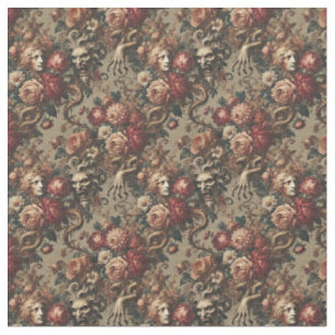 A Cautionary Flourish - Gothic Dense Tile Fabric