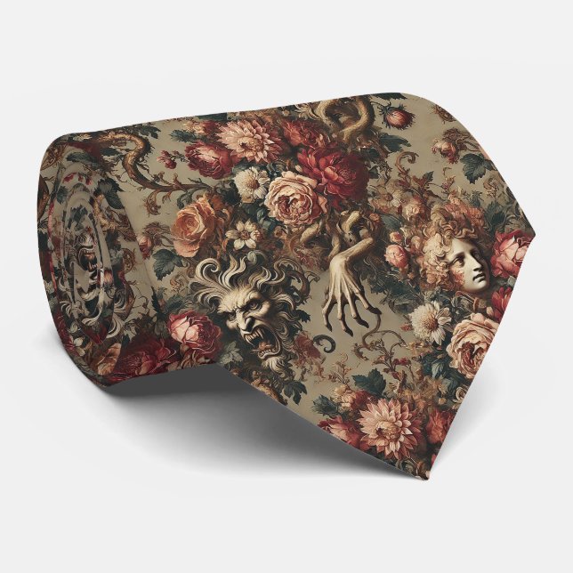 A Cautionary Flourish - Gothic Victorian  Tie (Rolled)
