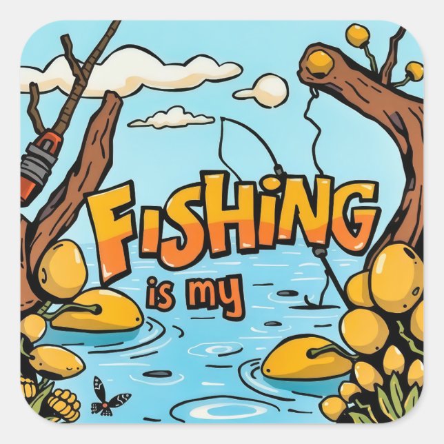 A Celebration of Fishing Passion Square Sticker (Front)