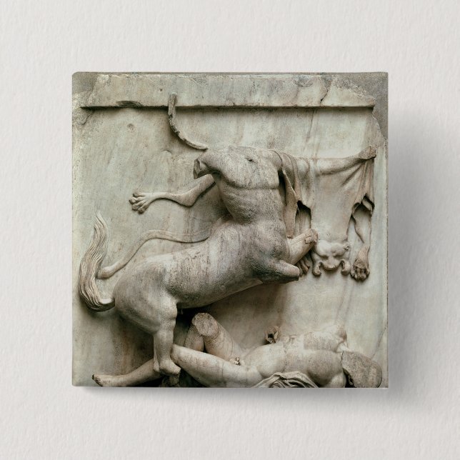 A Centaur triumphing over a Lapith 2 Inch Square Button (Front)