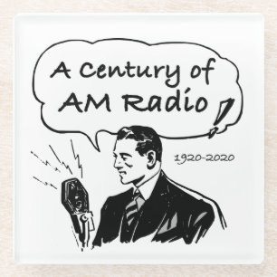 A Century of AM Radio Broadcasting Glass Coaster