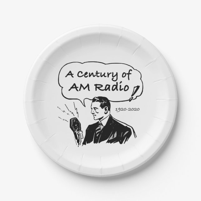 A Century of AM Radio Broadcasting Paper Plate (Front)