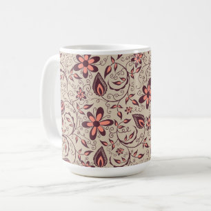 A ceramic mug with a beige background