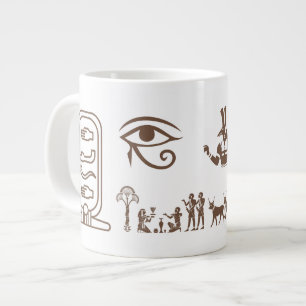 A ceramic mug with an ancient Egyptian design