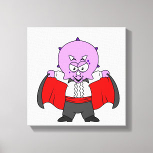 A Ceratops Dinosaur Dressed Up As Count Dracula. Canvas Print
