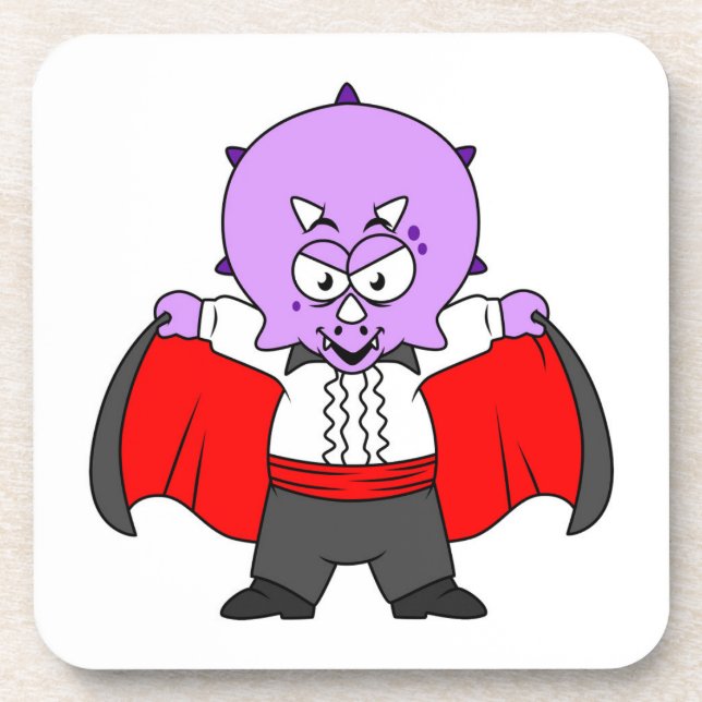 A Ceratops Dinosaur Dressed Up As Count Dracula. Coaster (Front)