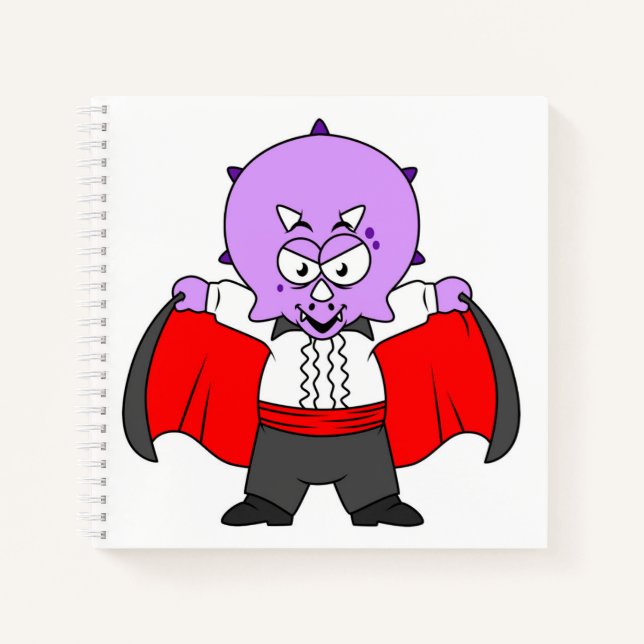 A Ceratops Dinosaur Dressed Up As Count Dracula. Notebook (Front)