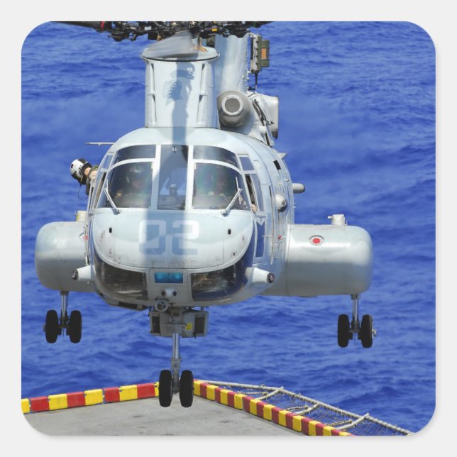 A CH-46E Sea Knight helicopter Square Sticker (Front)