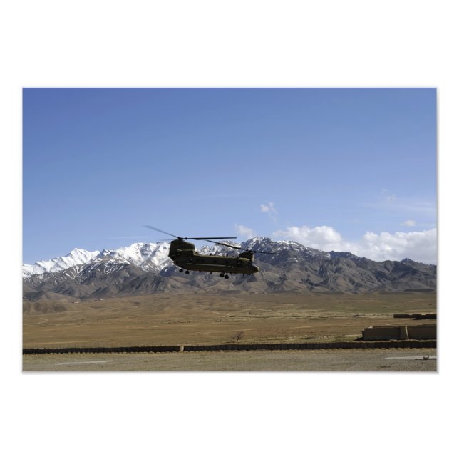 A CH-47 Chinook takes off Photo Print (Front)