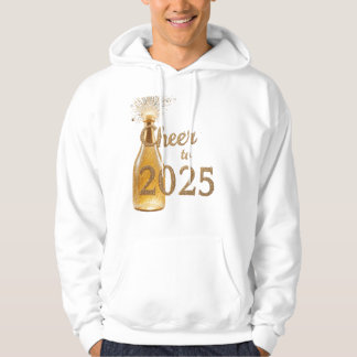 A champagne bottle popping with Cheers to 2025 Hoodie