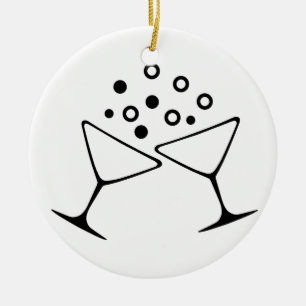 A Champagne Toast Ceramic Ornament