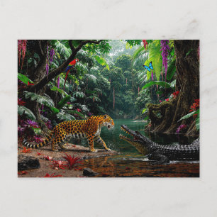 “A Chance Encounter” – Colourful Wildlife Portrait Holiday Postcard