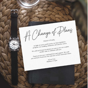 A Change of Plans Wedding Update Note Card