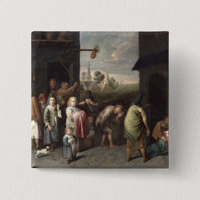 A Charivari 2 Inch Square Button (Front)